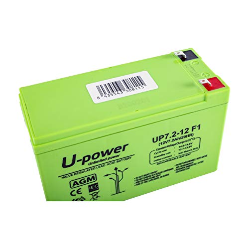 Master U-Power Batería Plomo AGM 7.2Ah 12V FASTON F1 4.8mm, UP, MU-UP7.2-12F1