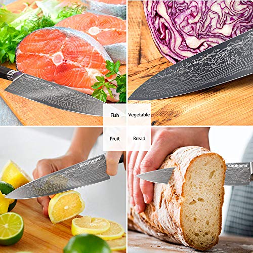 Masthome Cuchillo de Cocinero de Acero Inoxidable 20cm,Cuchillo de Cocina Profesional con Mango Ergonómico Cómodo,Resistente al óxido y al Desgaste,apto para Restaurantes, Casa y Cocina