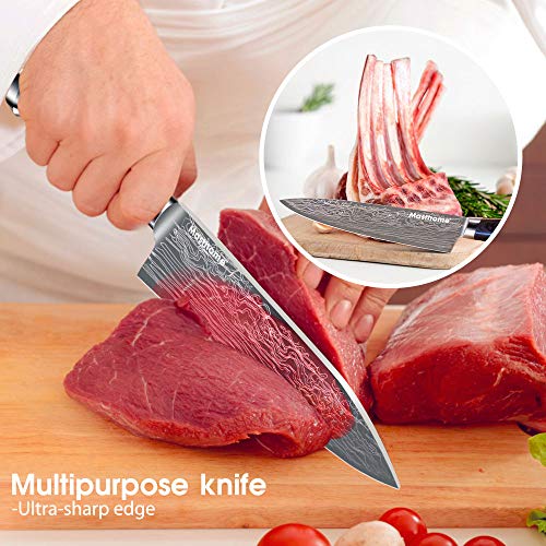 Masthome Cuchillo de Cocinero de Acero Inoxidable 20cm,Cuchillo de Cocina Profesional con Mango Ergonómico Cómodo,Resistente al óxido y al Desgaste,apto para Restaurantes, Casa y Cocina