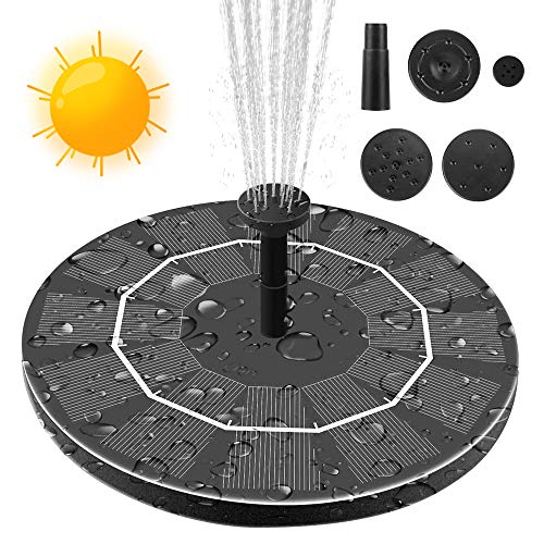 Maxesla Solar Fuente Bomba - 1.4W Bomba de Agua Solar con 4 boquillas Bomba Flotante con Panel Solar,para Pequeño Estanque, Baño de Aves, Piscina, Fish Tank, Decoración