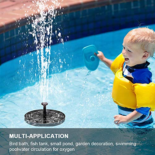 Maxesla Solar Fuente Bomba - 1.4W Bomba de Agua Solar con 4 boquillas Bomba Flotante con Panel Solar,para Pequeño Estanque, Baño de Aves, Piscina, Fish Tank, Decoración