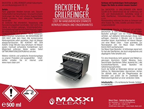 Maxxi Clean Limpiador de horno en gel 500 ml | disuelve las incrustaciones más difíciles de forma automática, sin calentar y sin olores | incluye pincel y paño de limpieza