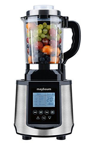 Maybaum - Batidora de vaso profesional con función de cocción, 30.000 rpm, 1200 W, jarra de cristal de 1,5 l, pantalla LCD, programas automáticos para sopas, soja y batidos