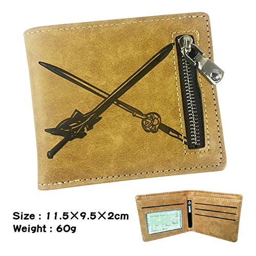 MAZF Unisex Anime Cuero Billetera Hombre Portatarjetas Wallet Sword Art Online PU Pantalones Cortos Casuales