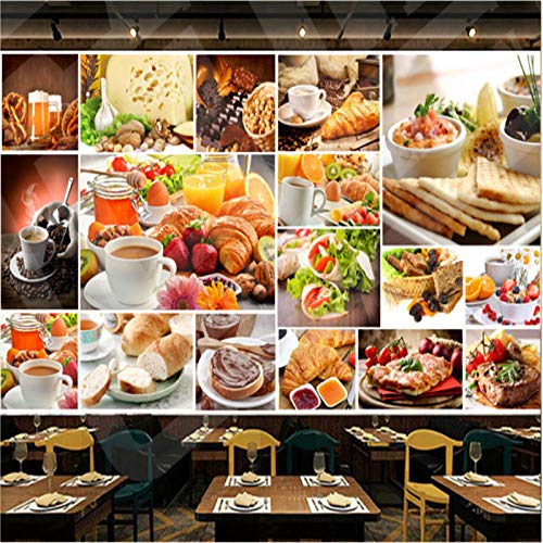 Mbwlkj Pan Europeo Hornear Postre Casa Café Fondo Mural Papel Pintado 3D Panadería Occidental Pastelería Tienda Decoración Industrial-200Cmx140Cm