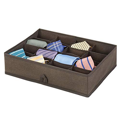 mDesign Organizador de cajones – Cajas organizadoras con 16 compartimentos para el almacenaje de ropa de niños – Separador de cajones para calcetines, ropa interior, mallas o joyas – marrón