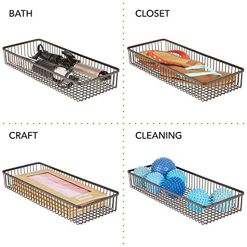 mDesign Organizador de cajones universal de metal – Cubertero para ordenar los utensilios y accesorios de cocina en los cajones – Cesta metálica para la cocina y el hogar – color bronce