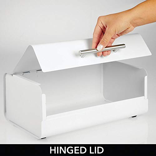 mDesign Panera de metal – Elegante contenedor para pan con estilo vintage – Caja de almacenaje con tapa para guardar productos horneados y mucho más – blanco mate