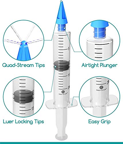 Medi Grade Kit de Jeringuilla para Limpieza de Oídos con Aceite de Oliva y 3x Puntas Suaves para Sacar Cera - Limpiador de Oídos Reutilizable - Limpia Oídos Casero - Mejora la Audición