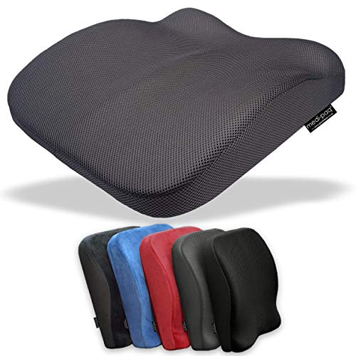 Medipaq Cojín de Espuma de Memoria Moldeado 2 en 1 – Cojín Lumbar y Cojín de Asiento – Reduce el dolor de espalda – Corrector de Postura para Silla de Escritorio - Silla de Ruedas – Asiento de Coche