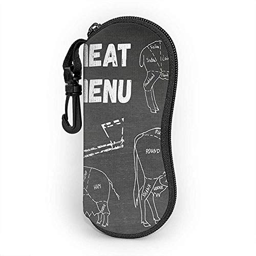 Mei-shop Estuche de gafas de sol con mosquetónGafasCarnicero negro Carnicería Carne de símbolos Carne de res Cerdo Pollo Cordero