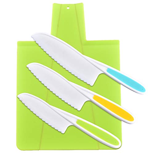 Meilo cuchillos de cocina para niños,Juego de cuchillos de cocina， cuchillos de cocina seguros para niños, cuchillos de nailon para chef(4 unidades)