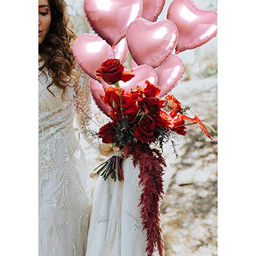 MEJOSER 30pcs 18in 45cm Globos Metalicos de Corazón Rosas + Rollo de Cinta Globos Metalizados Helio Decoración Fiesta Cumpleaños Boda