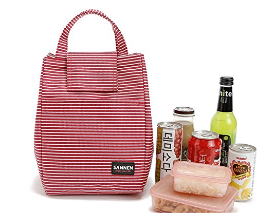 Melnne - SanNeng 9L Con aislamiento térmico a prueba de agua del refrigerador del almuerzo de picnic Caja de almacenamiento de la bolsa de asas,Diseño de rayas con colores