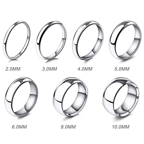 MeMeDIY 5mm El Tono De Plata Acero Inoxidable Anillo Ring Banda Venda Alianzas Boda Amor Love Talla Tamaño 17 - Grabado Personalizado