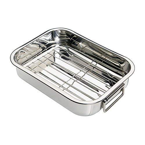 Menax - Rustidera de Horno con Grill - Asas Abatibles - Acero Inoxidable - 40 cm