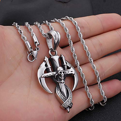 MENCNKI Shantou guadaña de la Muerte Cruz Collar Retro Punk Acero Inoxidable Collares Pendientes para los Regalos Ornamento de la joyería Masculina y de la Mujer