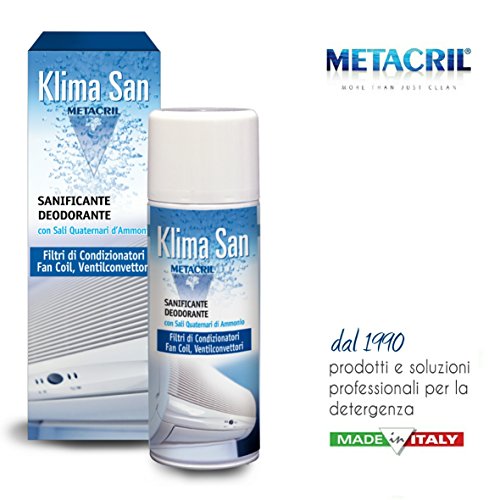 Metacril Klima San – Desodorante y desinfectante en spray de acción antiestática para filtros de aire acondicionado, instalaciones de aire acondicionado, para casa, oficina y coche, 400 ml -