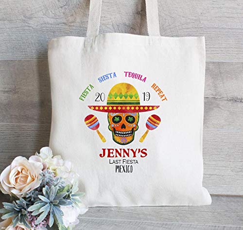 Mexico Fiesta Bolsa de despedida de soltera, bolsas personalizadas, calavera de azúcar, bolsas de bienvenida de boda