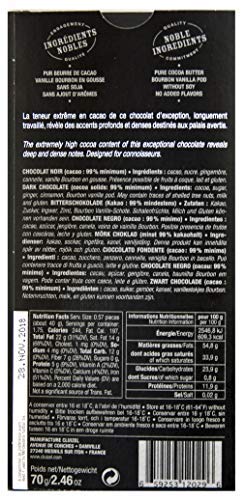 Michel Cluizel Barra de Chocolate Negro Infinito Cacao 99% Jengibre Canela Pura Cacao Mantequilla Vainilla Bourbon Sin Soja Sin Aromas - 1 x 70 Gramos