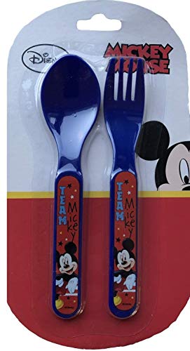 Mickey Mouse Disney Plástico Set Cubiertos Tenedor y Cuchara