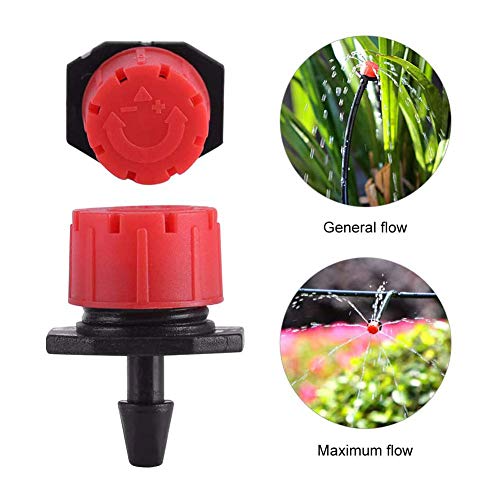 Micro Flow Gotero, 100 Piezas Goteo Agua de la Cabeza de la Manguera Ajustable Cuentagotas Jardín de Riego Nebulización para Macetas de Jardín Césped