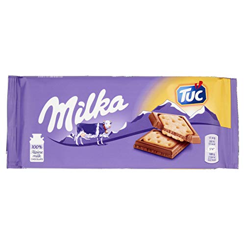 Milka Tableta de Chocolate con Leche de los Alpes y Galletas Saladas TUC - 87 g