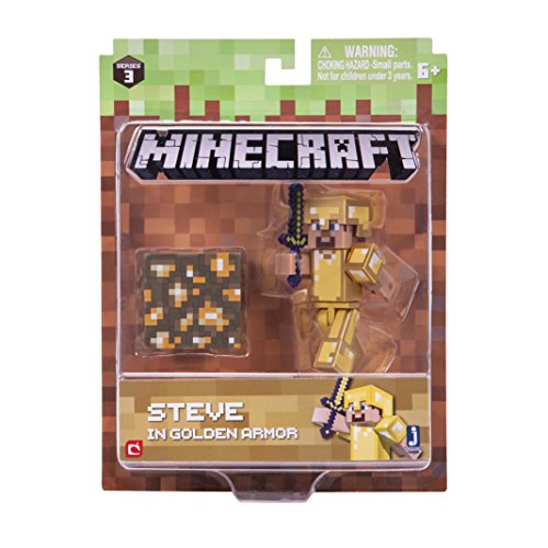 Minecraft 16488 - Figura de acción de 7,62 cm – Steve in Gold Armour Pack