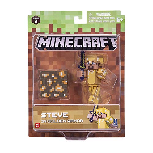 Minecraft 16488 - Figura de acción de 7,62 cm – Steve in Gold Armour Pack