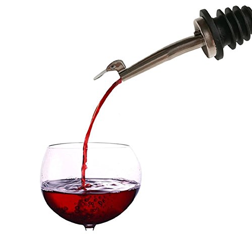 MINGZE 6 Piezas de Acero Inoxidable Pourer Herramienta de Botella de Vino de cóctel de Flujo Libre, Tapones de Botella de Vino, vertedor de Licor, vertidoras de Velocidad, Boquilla cónico de Aceite