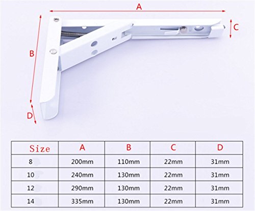 MINGZE Soportes para estantes para montaje en pared de 2 paquetes, con resortes plegables de 90 grados para fregaderos bajo cubierta, microondas, camas y otros muebles (8 pulgadas / 19.5cm)