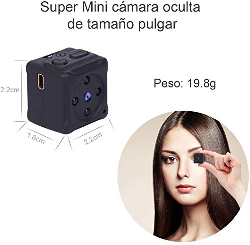 Mini Camara Espia Oculta Video Cámara，NIYPS 1080P HD Camaras de Vigilancia Portátil Secreta Compacta con Detector de Movimiento IR Visión Nocturna, Camara Seguridad Pequeña Interior/Exterior