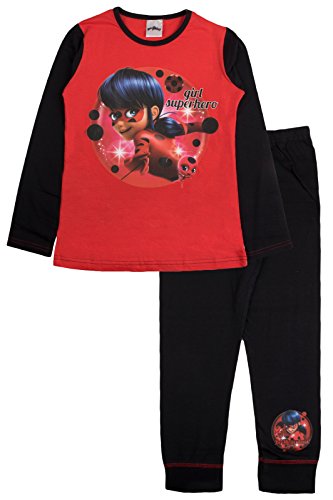 Miraculous - Pijama largo para niñas, diseño de Ladybug Rojo Mariquita - Chica Superhéroe 5-6 Años