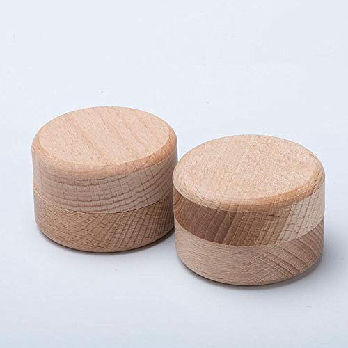 Mirrwin Caja Personalizada De La Boda del Anillo De Madera Caja Redonda de Madera del Anillo de Bodas Caja Redonda de Anillas de Madera 2 Piezas Se Puede Usar para Joyas como Anillos y aretes