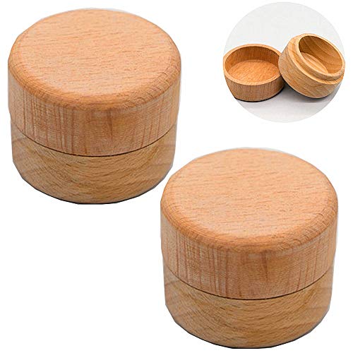 Mirrwin Caja Personalizada De La Boda del Anillo De Madera Caja Redonda de Madera del Anillo de Bodas Caja Redonda de Anillas de Madera 2 Piezas Se Puede Usar para Joyas como Anillos y aretes