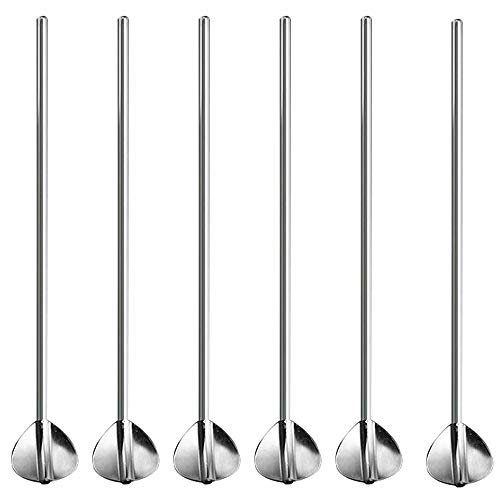 Mirrwin Pajilla de Metal Reutilizable Pajitas Cuchara de Metal para cócteles Paja reutilizable pajitas cóctel cucharas Plata Se puede usar para jugos de frutas helados leche batidos etc