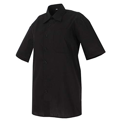 MISEMIYA - Camisa Uniforme Camarero Caballero Mangas Cortas MESERO DEPENDIENTE Barman COCTELERO PROMOTRORES Camisa Basica- Ref.834B - 5, Negro