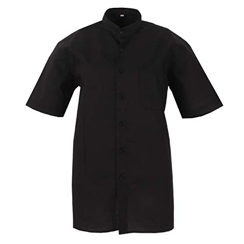 MISEMIYA - Camisa Uniforme Camarero Hombre Cuello Mao Mangas Cortas MESERO DEPENDIENTE Barman COCTELERO PROMOTRORES - Ref.827B - 4, Negro