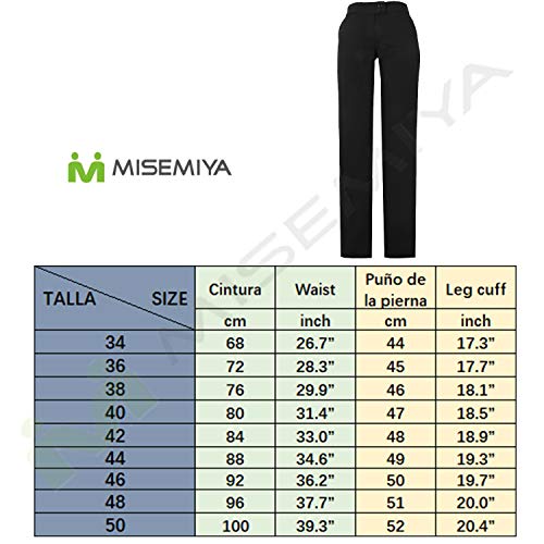 MISEMIYA - PANTALÓN Camarera Barista COCTELERA PANTALÓN Chino Ref-837-34, Negro