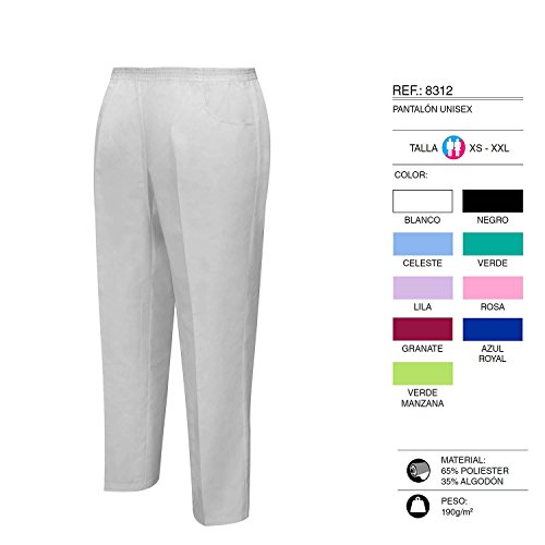 MISEMIYA - PANTALÓN Unisex Cintura ELÁSTICA Uniforme Laboral MÉDICO Enfermera Hospital Limpieza Veterinaria SANIDAD HOSTELERÍA- Ref.8312 - Medium, Blanco