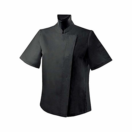 MISEMIYA - Uniformes Bar Restaurante HOSTELERÍA Chaquetas Chef COCINERA Mangas Cortas (Anti Agua - Anti Grasa) - Ref.705 - M, Negro