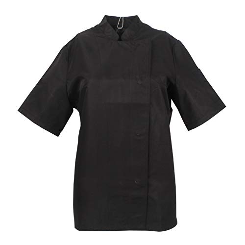 MISEMIYA - Uniformes Bar Restaurante HOSTELERÍA Chaquetas Chef COCINERA Mangas Cortas (Anti Agua - Anti Grasa) - Ref.705 - M, Negro