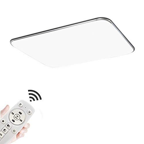 MIWOOHO 72W Moderno LED Regulable Ultraslim Lámpara De Techo Pasillo Salón Cocina Dormitorio De La Lámpara Ahorro De Energía De Luz De Plata [Clase de eficiencia energ ética A++] (72W Regulable)