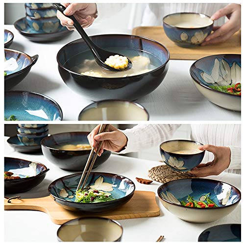 Miyabitors De Vajilla, De 28 Piezas De Vajilla De La Casa China Retro, Apto For 6-8 Personas, Japonés Espesó Platos Set, Fuentes De La Cocina