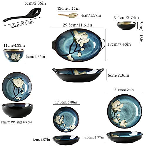 Miyabitors De Vajilla, De 28 Piezas De Vajilla De La Casa China Retro, Apto For 6-8 Personas, Japonés Espesó Platos Set, Fuentes De La Cocina