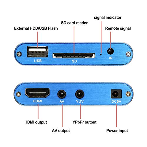 MKV Media Player, AGPTEK Azul Mini Full HD 1080p Digital Streaming Media Player-MKV/RM-SD/USB HDD HDMI CVBS YPbPr