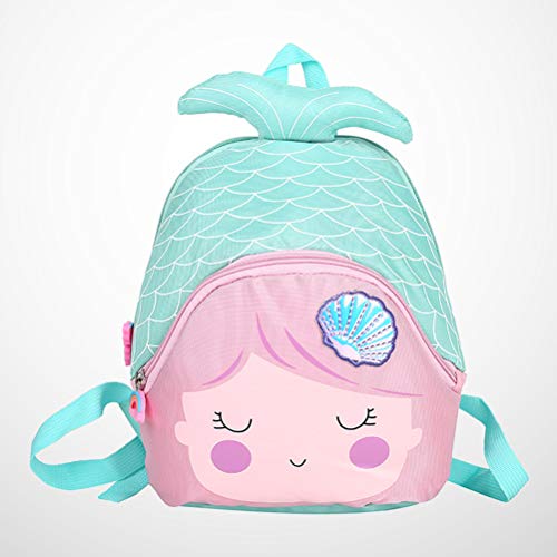 Mochila Infantil con Forma de Sirena de Dibujos Animados, Mochila de Nailon para niñas y niños (Azul) Picture 4 26 * 23cm