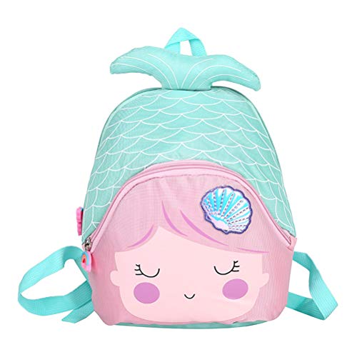 Mochila Infantil con Forma de Sirena de Dibujos Animados, Mochila de Nailon para niñas y niños (Azul) Picture 4 26 * 23cm