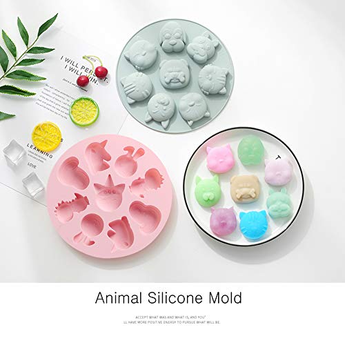 Molde de silicona animal - WENTS 2PCS Moldes de Silicona para Fondant, decoración de Tartas Herramientas para Hacer Bricolaje Dulces Chocolate Cubitos de Hielo jabón