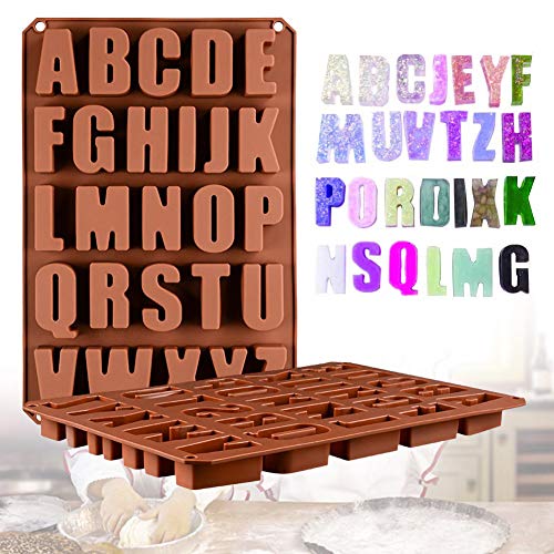 Molde de silicona con letras, 26 letras inglesas de chocolate, molde de cubitos de hielo, molde de bombones, molde de silicona para hornear chocolate, cubitos de hielo, galletas y pasteles